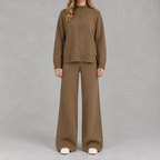 Women’s Knitted Co-Ord Set – Loose Jumper & High Waist Wide Leg Trousers