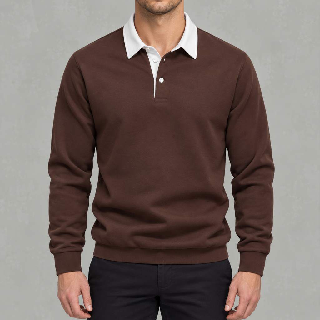 Men’s Polo Jumper – Long Sleeve Polo Collar Jumper