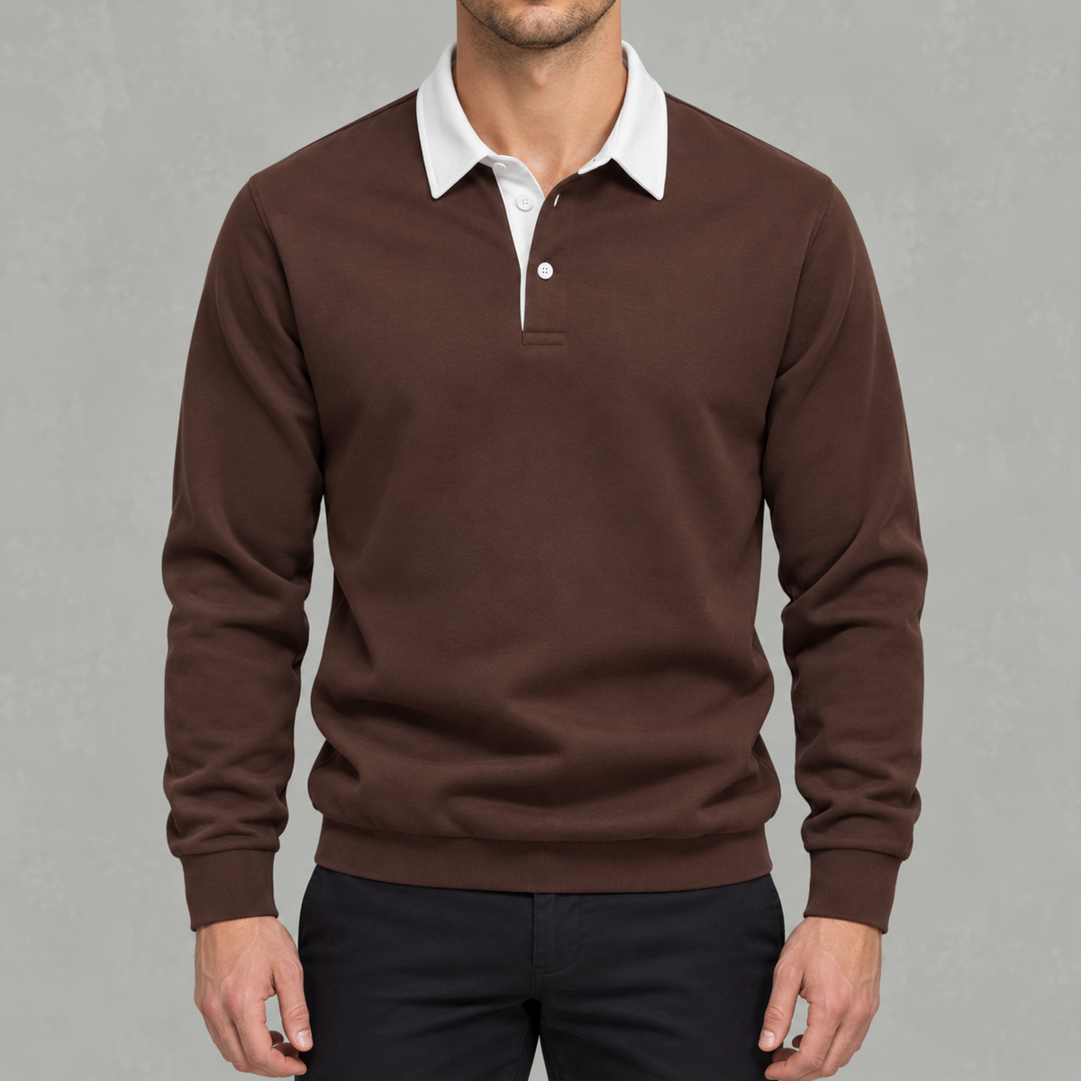Men’s Polo Jumper – Long Sleeve Polo Collar Jumper