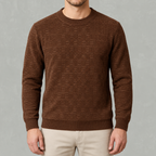 Men’s Jacquard Jumper – Fleece Lined Thick Knit Pullover