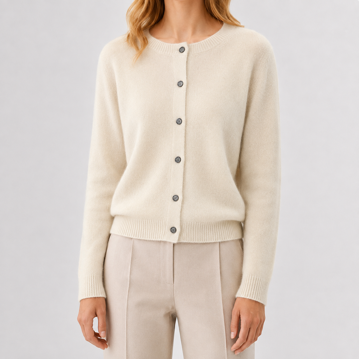 Women’s Cardigan – Plus Size Loose Fit Round Neck Knitted Jumper