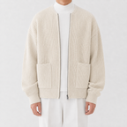 Men’s Knitted Cardigan – Funnel Neck Full Zip Jumper with Pockets