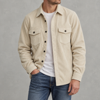 Men’s Corduroy Shirt Jacket – Plus Size Long Sleeve Lapel Shacket
