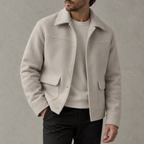 Men’s Wool-Style Jacket – Long Sleeve Lapel Collar Casual Jacket