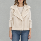 Women’s Fleece Waistcoat – Loose Fit Sleeveless Wool Style Gilet