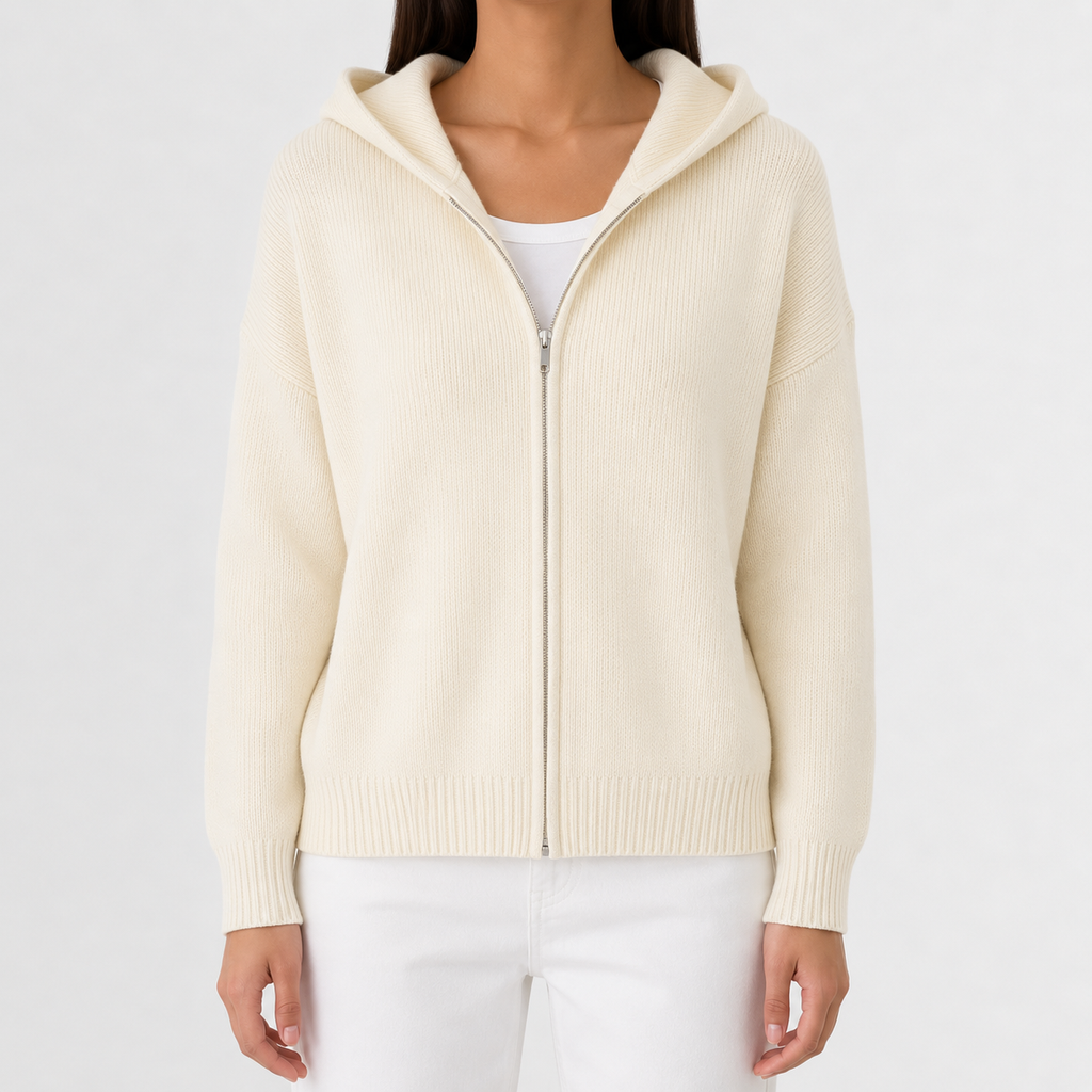 Women’s Knitted Hoodie – Full Zip Hooded Cardigan Jumper
