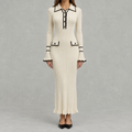Women’s Knit Dress – French-Inspired Ruffled Midi Dress
