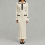 Women’s Knit Dress – French-Inspired Ruffled Midi Dress