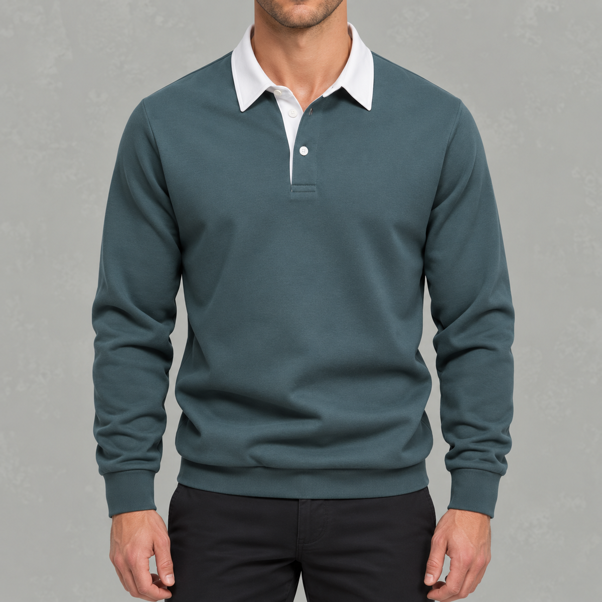 Men’s Polo Jumper – Long Sleeve Polo Collar Jumper
