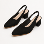 Women’s Suede Heels – Pointed Toe Chunky Heel Court Shoes