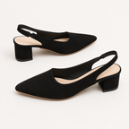 Women’s Suede Heels – Pointed Toe Chunky Heel Court Shoes