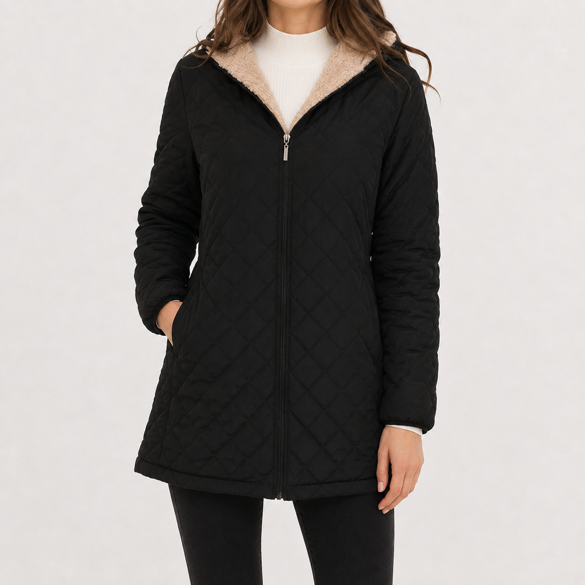 Women’s Quilted Jacket – Diamond Quilted Lightweight Padded Coat