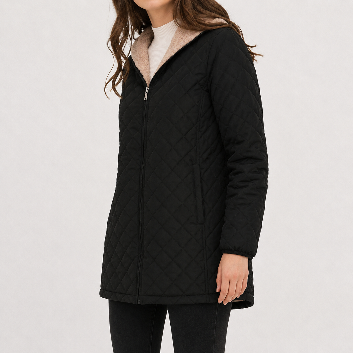 Women’s Quilted Jacket – Diamond Quilted Lightweight Padded Coat