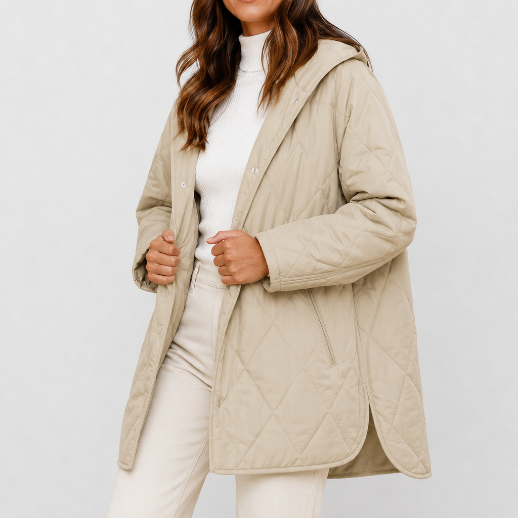 Women’s Quilted Jacket – Lightweight Diamond Quilted Hooded Coat