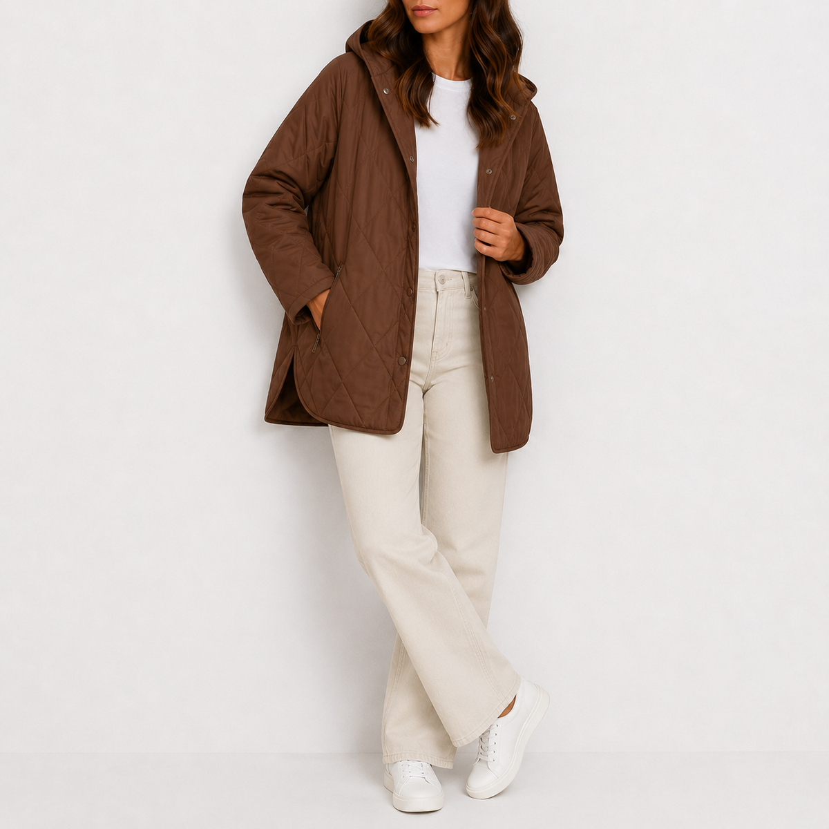 Women’s Quilted Jacket – Lightweight Diamond Quilted Hooded Coat
