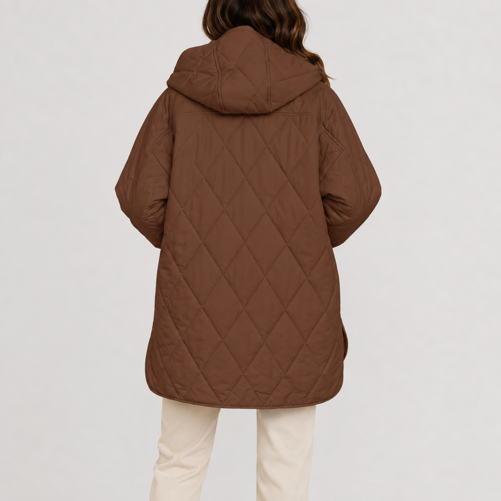 Women’s Quilted Jacket – Lightweight Diamond Quilted Hooded Coat