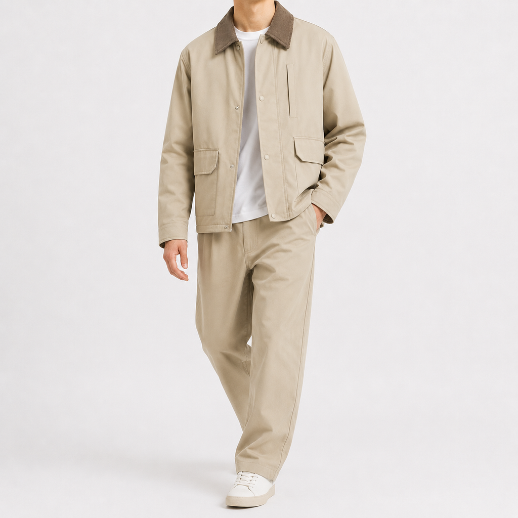 Men’s Cardigan – British Style Short Knitted Jacket with Button Front