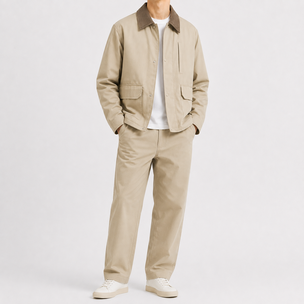 Men’s Cardigan – British Style Short Knitted Jacket with Button Front