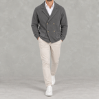 Men’s Cardigan – Slim Fit Double Breasted Lapel Knit Jumper