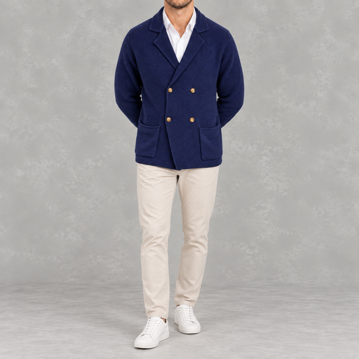 Men’s Cardigan – Slim Fit Double Breasted Lapel Knit Jumper