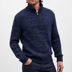 Men’s Quarter Zip Jumper – Long Sleeve Lapel Collar Casual Pullover