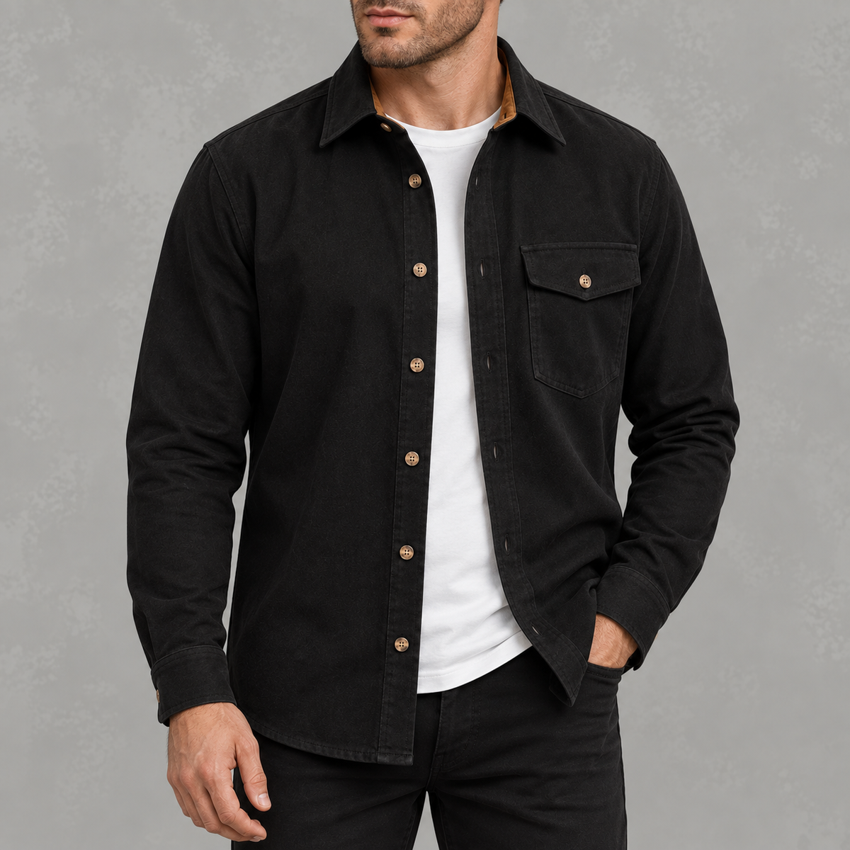 Men’s Casual Shacket – Long Sleeve Relaxed Fit Shacket
