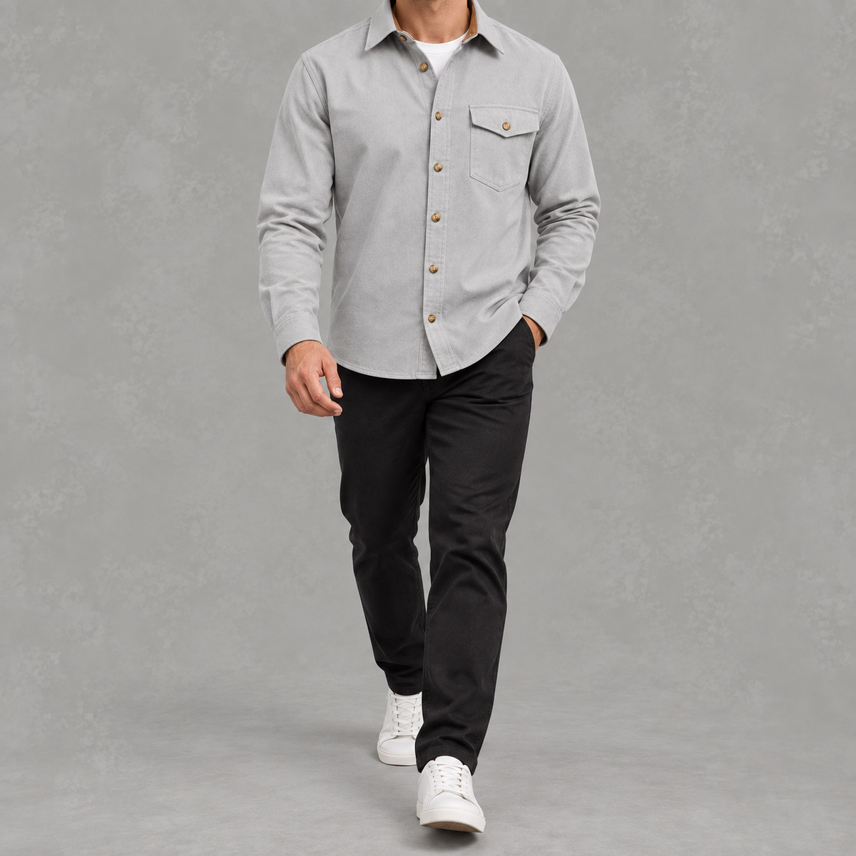 Men’s Casual Shacket – Long Sleeve Relaxed Fit Shacket