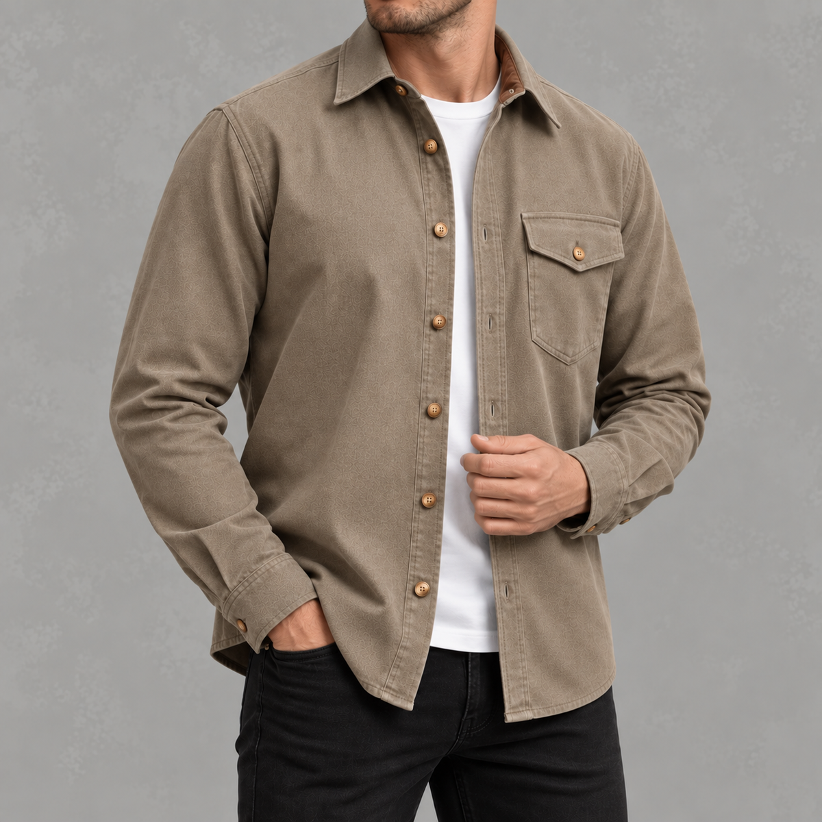Men’s Casual Shacket – Long Sleeve Relaxed Fit Shacket