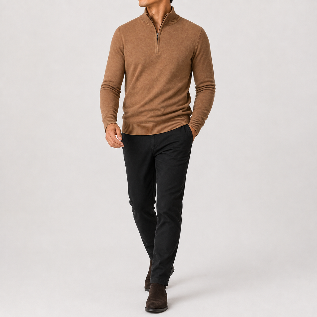 Men’s Quarter Zip Jumper – Classic Half Zip Knitted Pullover