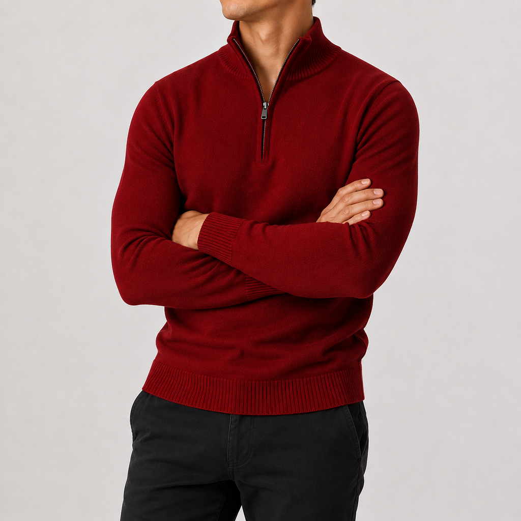 Men’s Quarter Zip Jumper – Classic Half Zip Knitted Pullover