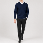 Men’s V Neck Jumper – Classic Knitted Long Sleeve Pullover