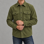 Men’s Corduroy Shirt Jacket – Plus Size Long Sleeve Lapel Shacket