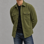 Men’s Corduroy Shirt Jacket – Plus Size Long Sleeve Lapel Shacket
