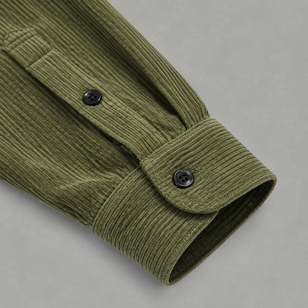 Men’s Corduroy Shirt Jacket – Plus Size Long Sleeve Lapel Shacket