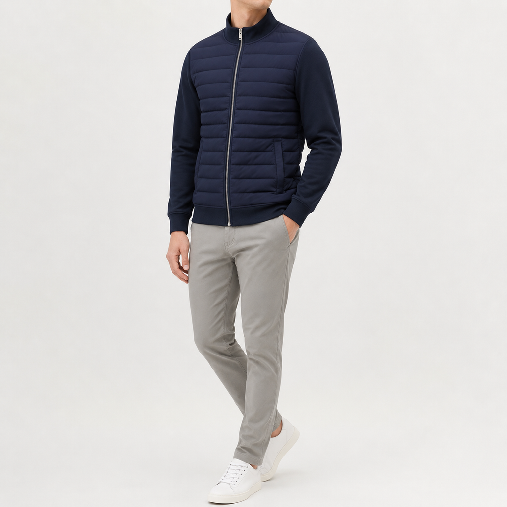 Men’s Lightweight Jacket – Stand Collar Knitted Winter Padded Coat