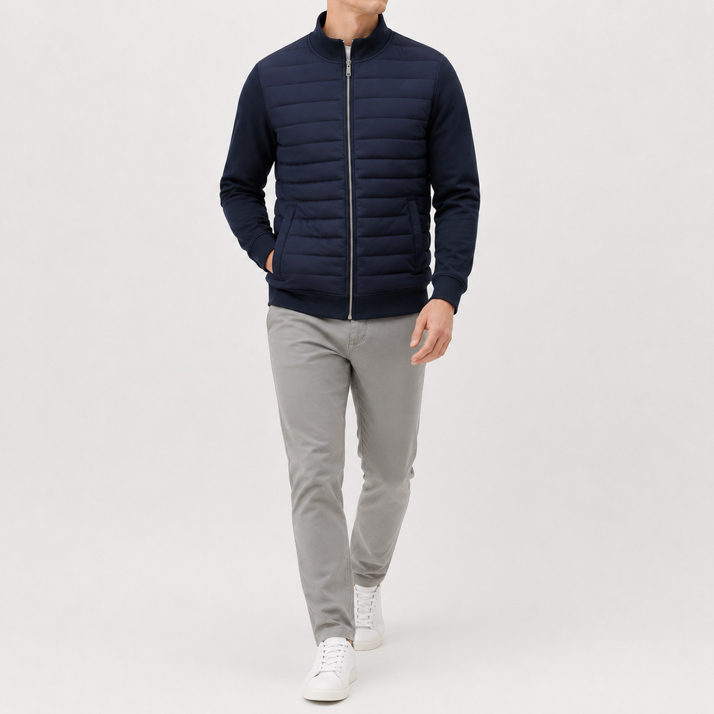 Men’s Lightweight Jacket – Stand Collar Knitted Winter Padded Coat