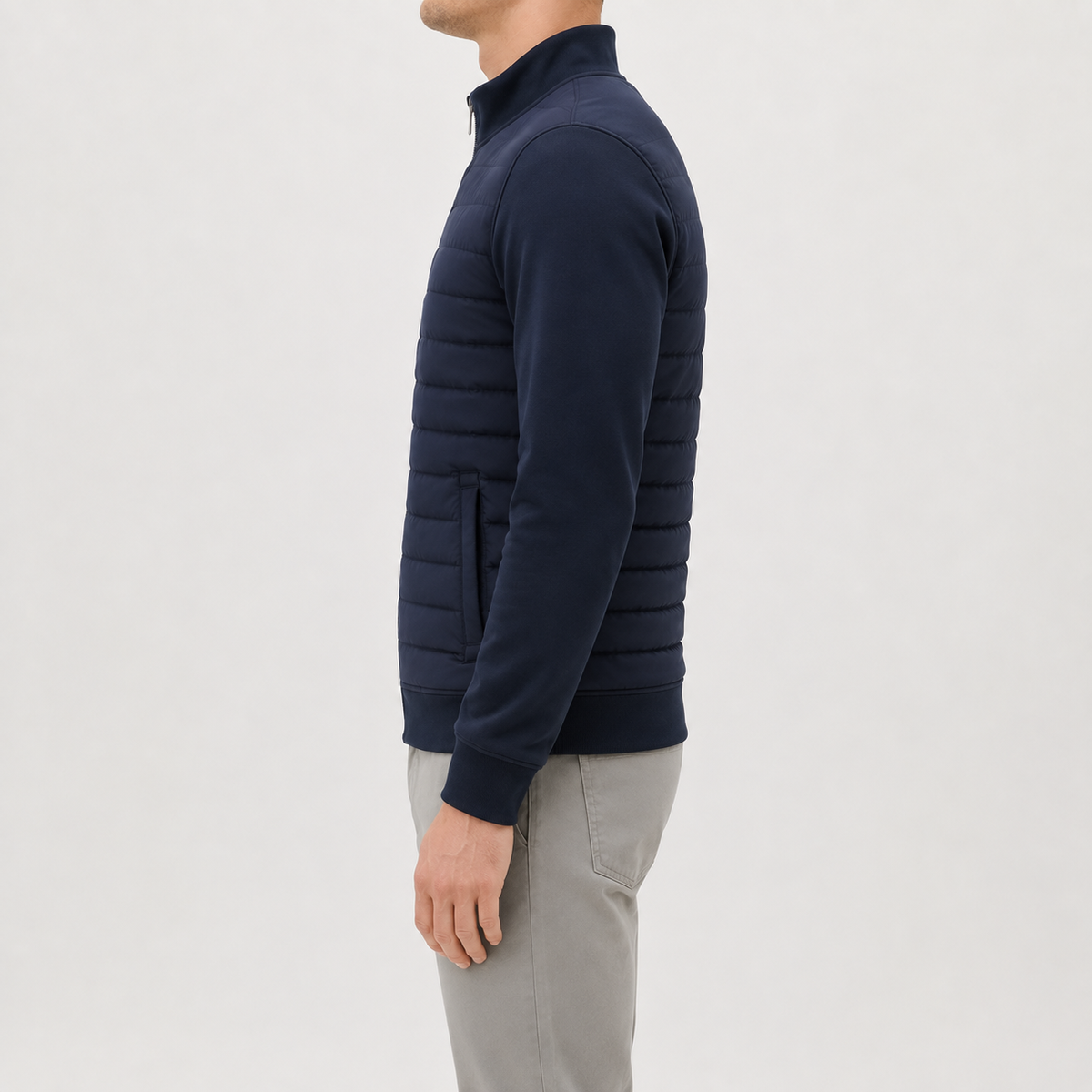 Men’s Lightweight Jacket – Stand Collar Knitted Winter Padded Coat