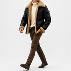 Men’s Leather Jacket – Faux Fur Lined Winter Coat with Thick Imitation Leather