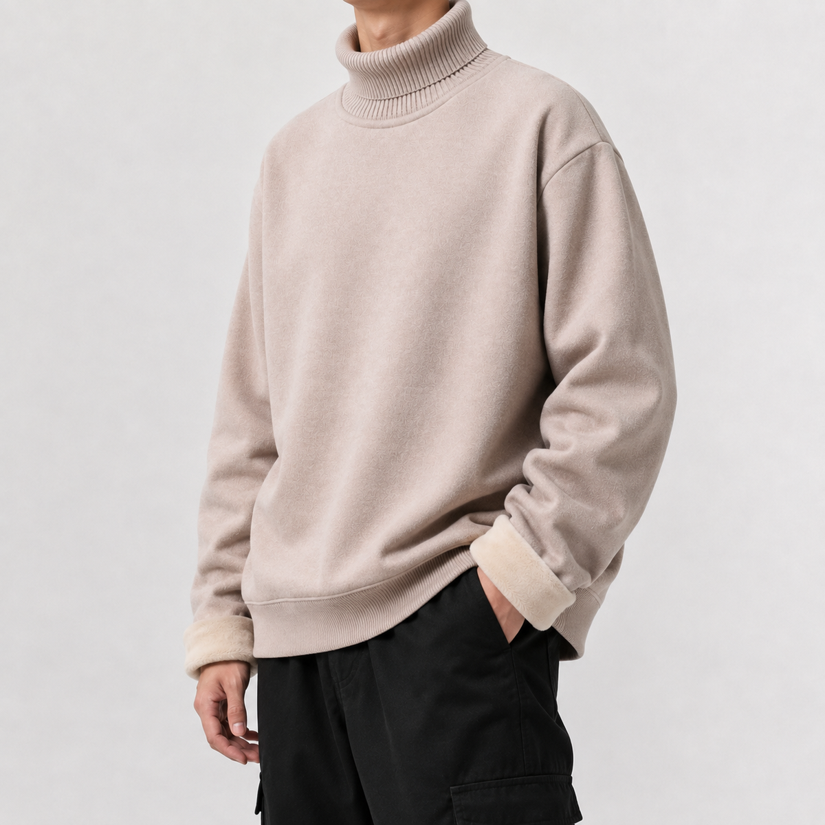 Men’s Fleece Lined Jumper – Knitted Long Sleeve Warm Base Layer