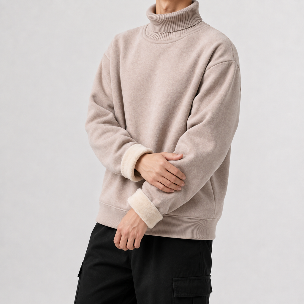 Men’s Fleece Lined Jumper – Knitted Long Sleeve Warm Base Layer