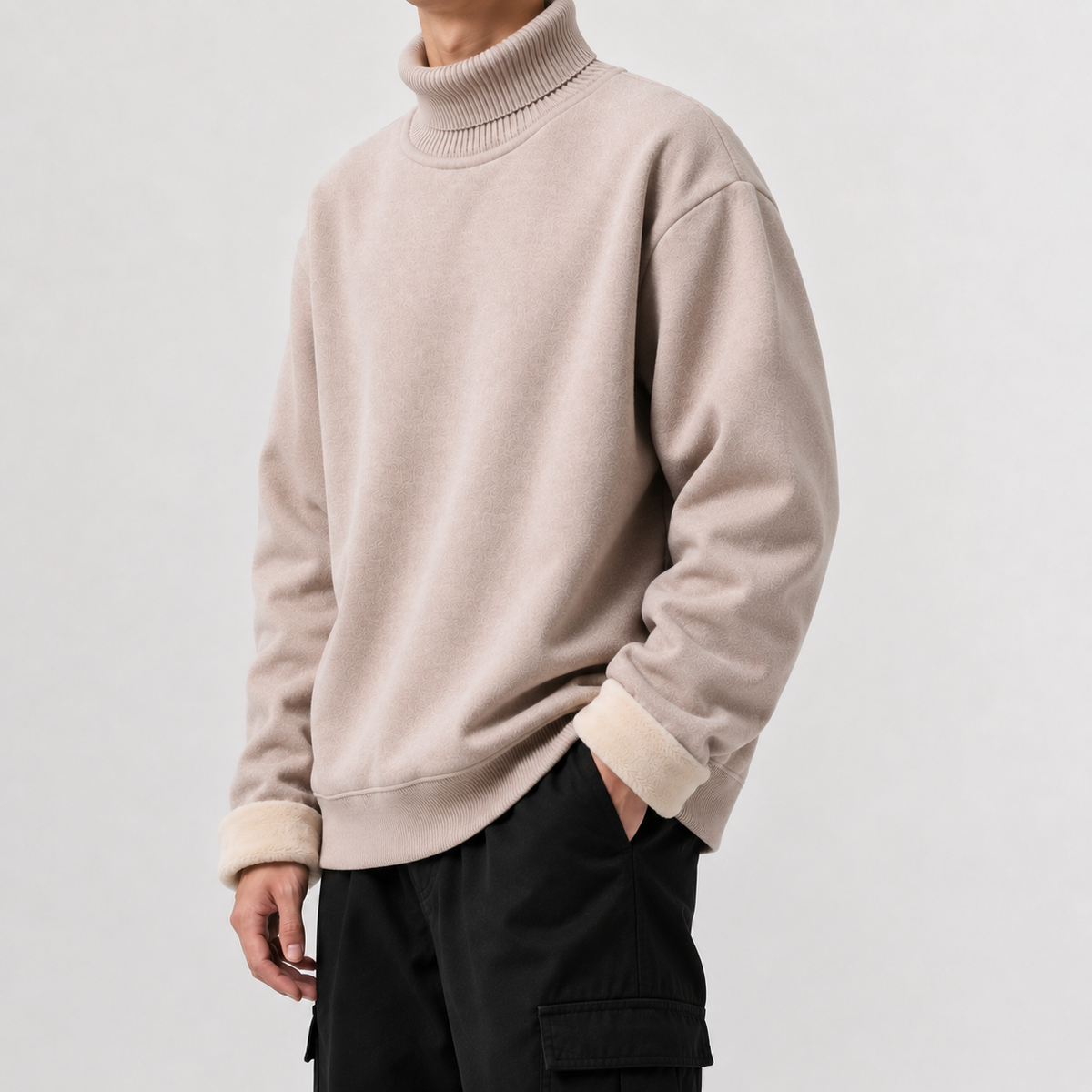 Men’s Fleece Lined Jumper – Knitted Long Sleeve Warm Base Layer