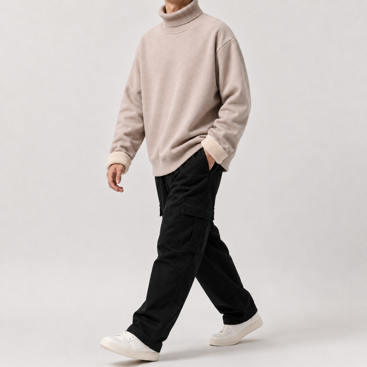 Men’s Fleece Lined Jumper – Knitted Long Sleeve Warm Base Layer