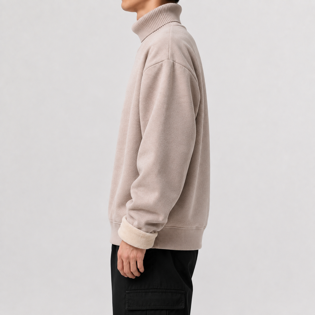 Men’s Fleece Lined Jumper – Knitted Long Sleeve Warm Base Layer