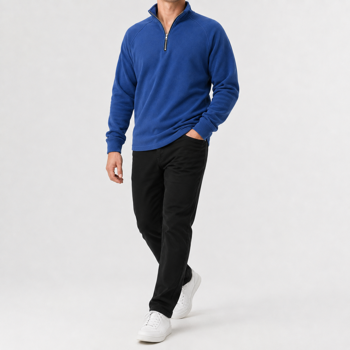 Men’s Fleece Quarter Zip – Slim Fit Stand Collar Warm Pullover Jumper