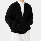 Men’s Knitted Cardigan – Funnel Neck Full Zip Jumper with Pockets