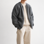 Men’s Knitted Cardigan – Funnel Neck Full Zip Jumper with Pockets