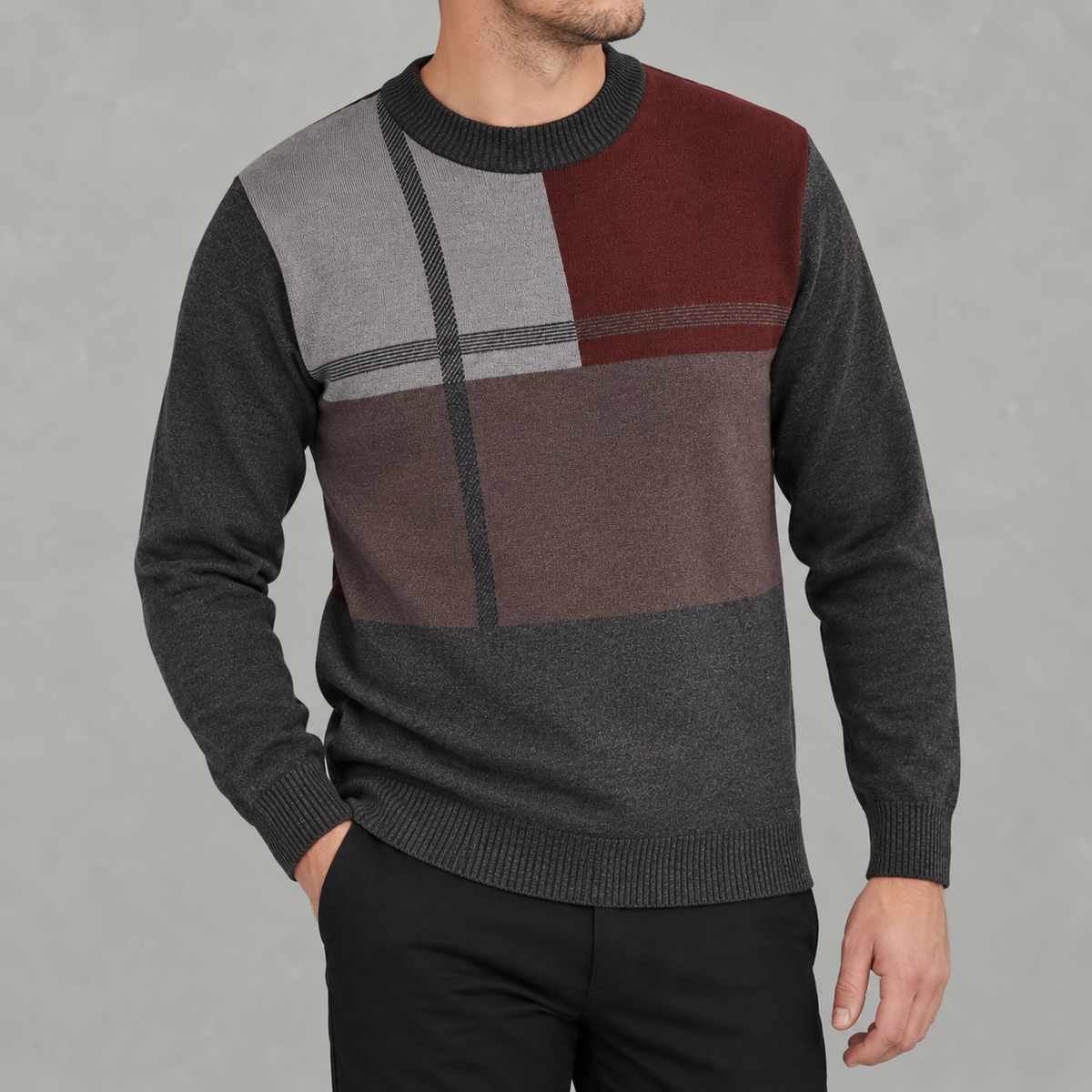Men’s Graphic Jumper – Thickened Casual Long Sleeve Pullover