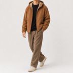 Men’s Fleece Jacket – Hooded Thickened Lambswool-Style Warm Cardigan Coat