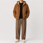 Men’s Fleece Jacket – Hooded Thickened Lambswool-Style Warm Cardigan Coat