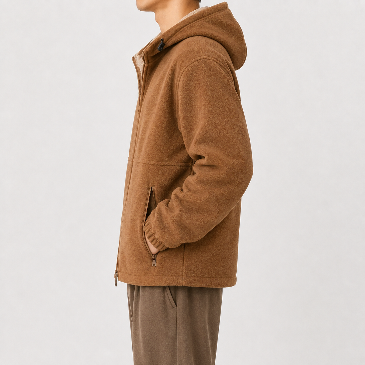 Men’s Fleece Jacket – Hooded Thickened Lambswool-Style Warm Cardigan Coat